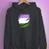 Genderqueer Pride Flag Ripped Reveal Hoodie - Dark Grey Heather